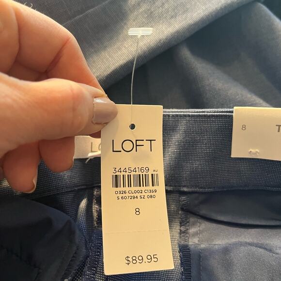 BNWT LOFT Riviera Slim Pants in Texture Blue Size 8 - Picture 6 of 8